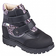 Ботинки ортопедические Твики с мехом для девочек TW-543 черный/фиолетовый.